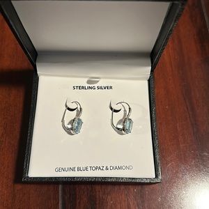 Blue Topaz & Diamond Earrings